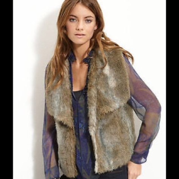 Joie Mirela Brown Faux Fur Vest Coat